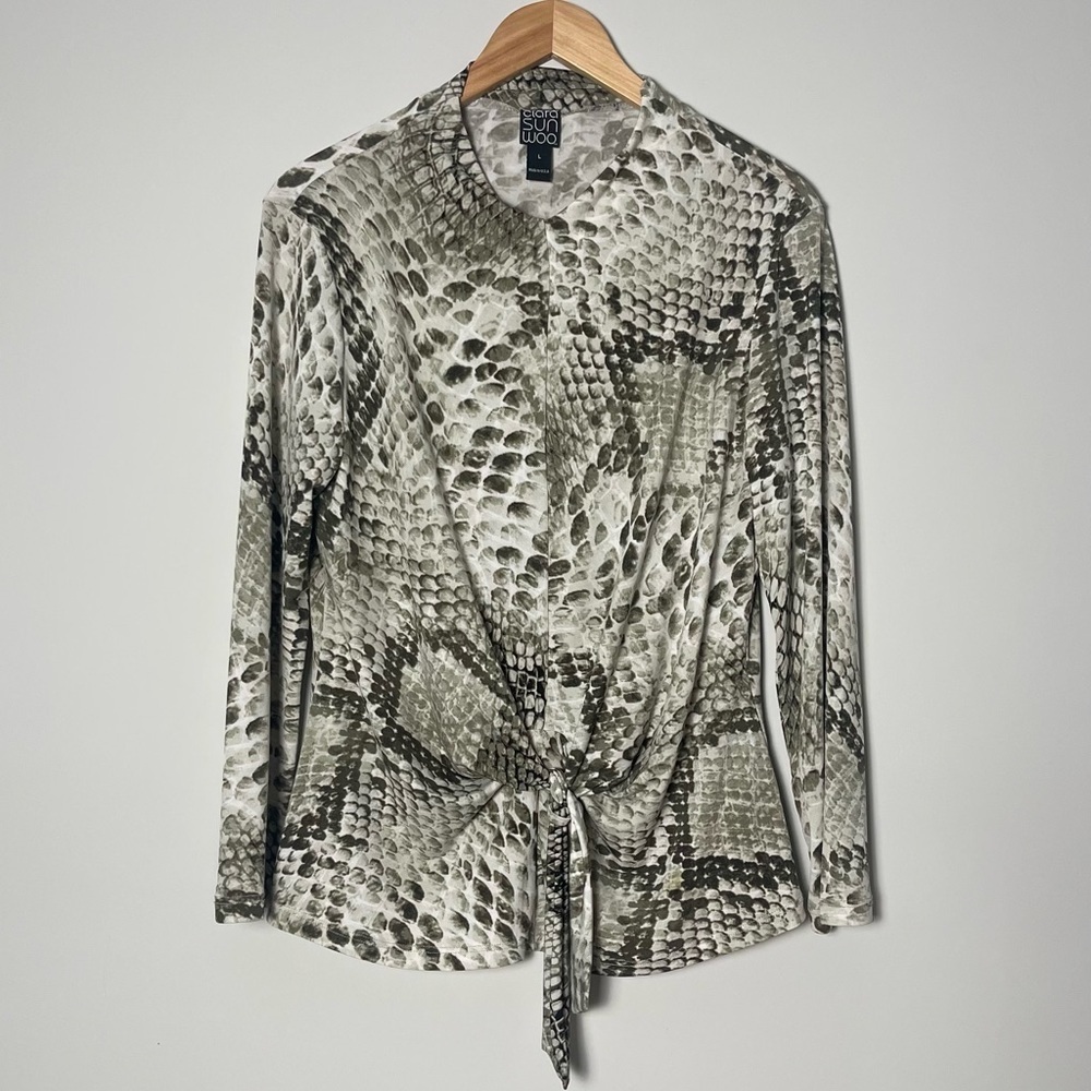Clara Sun Woo | Reptile Tie Front Lightweight Blouse Size Large